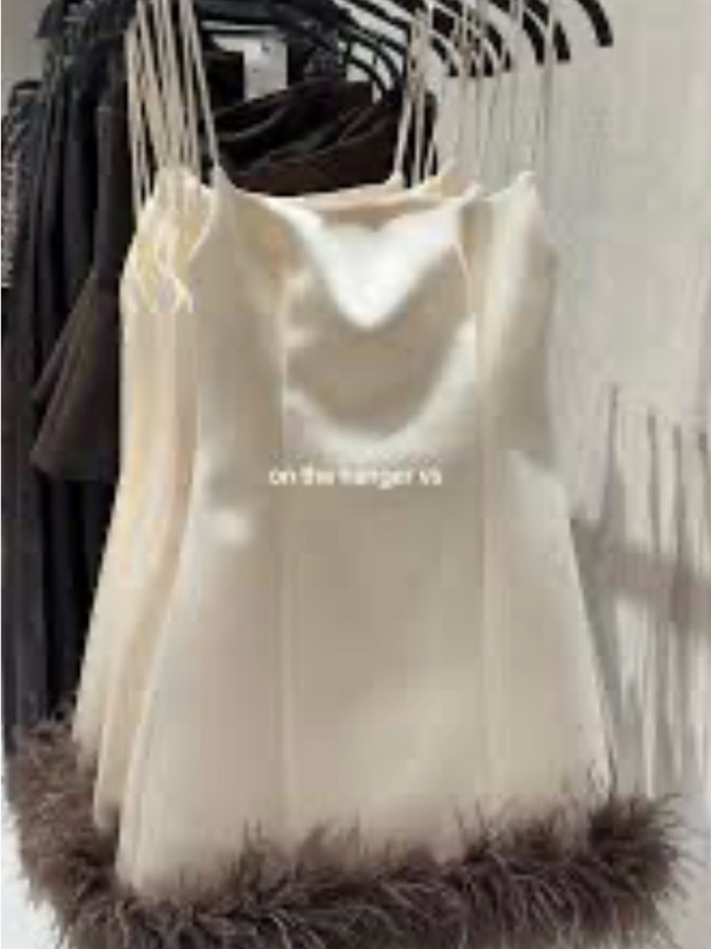 Zara Ivory Satin Mini Dress with Feather Hem